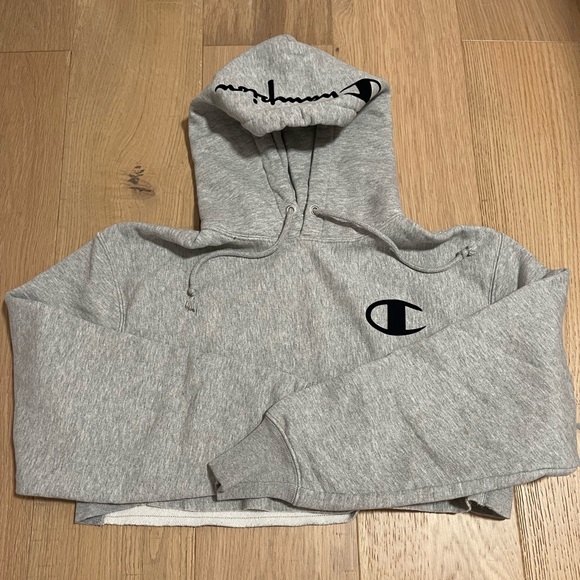 Champion Tops - grey champion cropped hoodie size xs